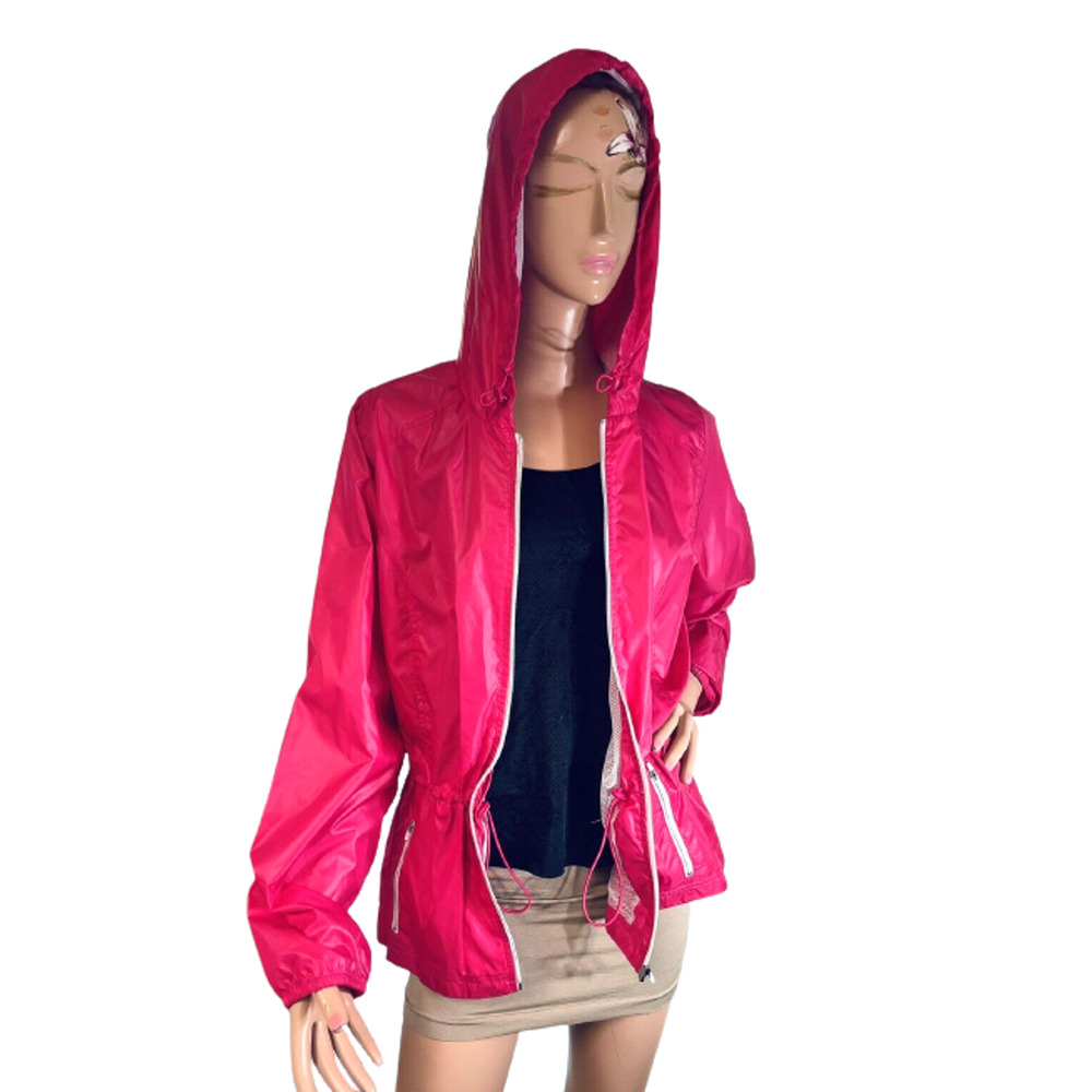 Style Co Sport Jacket L Pink Breez Water-Resistant Hooded Windbreaker ANORAK NWT